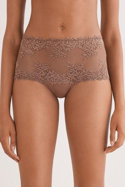 Beige Pretty Flowers French Knickers, Brown Mocha, large image number 1