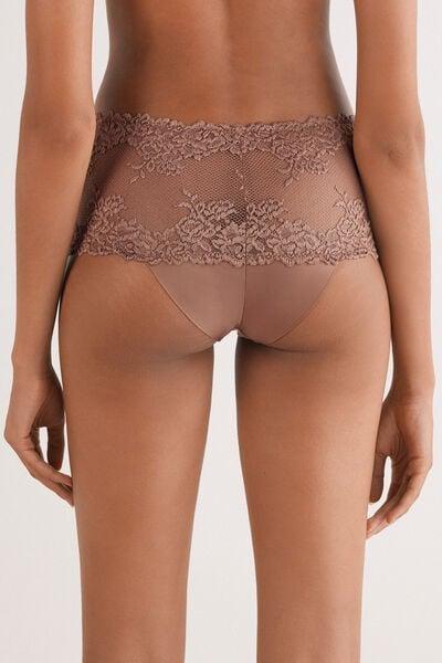 Beige Pretty Flowers French Knickers, Brown Mocha, large image number 2