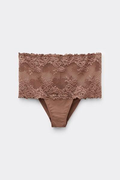 Beige Pretty Flowers French Knickers, Brown Mocha, large image number 3