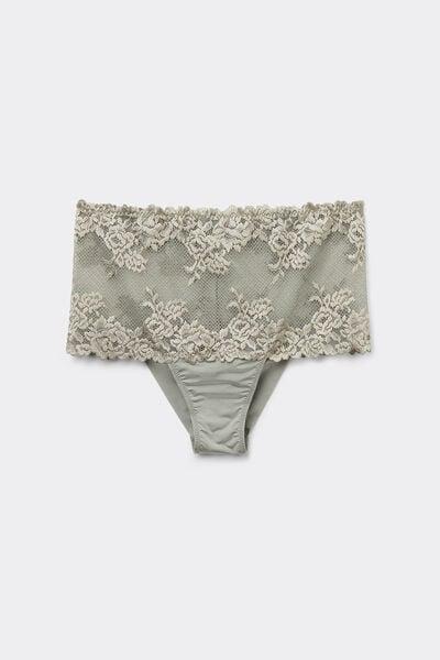 Green Pretty Flower Two-Tone Lace Brazilian Knickers, 5601_657J, large image number 2