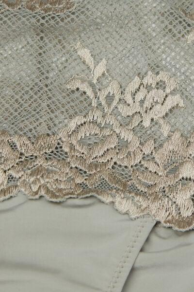 Green Pretty Flower Two-Tone Lace Brazilian Knickers, 5601_657J, large image number 4