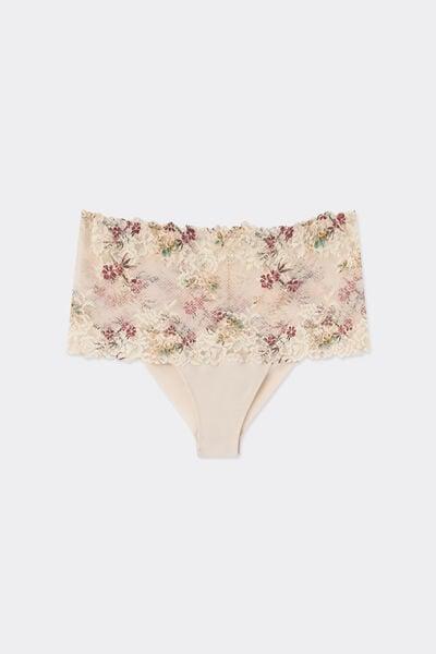 Beige Pretty Flowers Lace French Knickers, 5601_327K, large image number 3