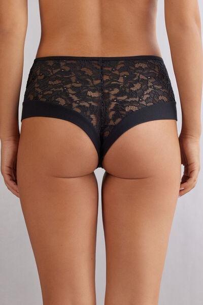 Black High-Waist Brazilian Panties, Black, large image number 3