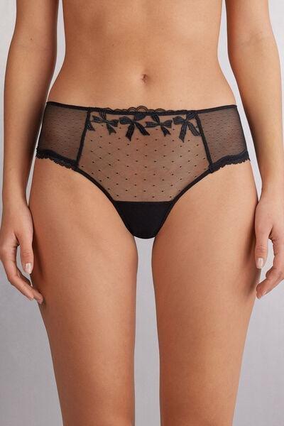 Black Frou Frou Romance Brazilian Briefs, Black, large image number 0