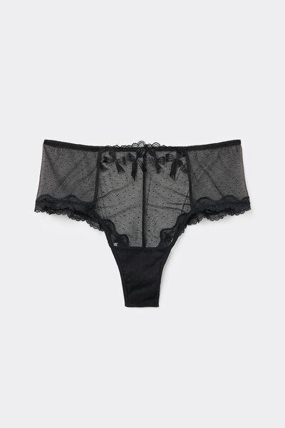 Black Frou Frou Romance Brazilian Briefs, Black, large image number 2