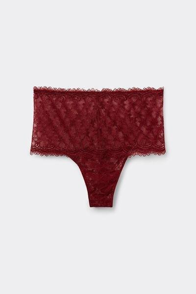 Red High-Waisted  Lace French Knickers, 5601_770J, large image number 2