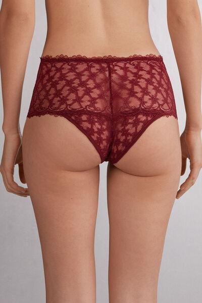 Red High-Waisted  Lace French Knickers, 5601_770J, large image number 3