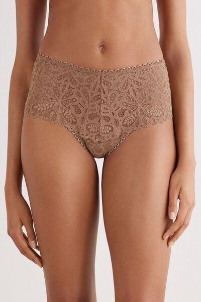 Brown High-Waisted French Knickers, Medium Beige, large image number 1