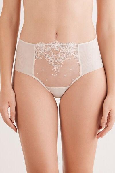 Beige Luxury Dreams Embroidered French Knickers, Natural, large image number 1