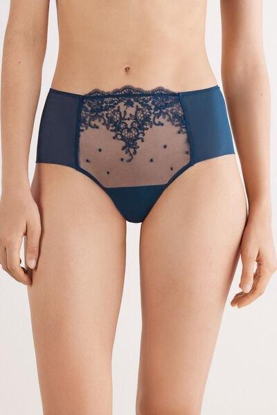 Navy Luxury Dreams Floral Embroidery French Knickers, 5601_937J, large image number 0