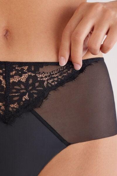 black Sheer Glamour High-Waisted Brazilian Briefs, Black, large image number 5