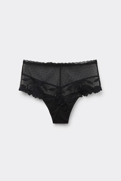 Black All About Flowers High-Waisted Brazilian Briefs, Black, large image number 2