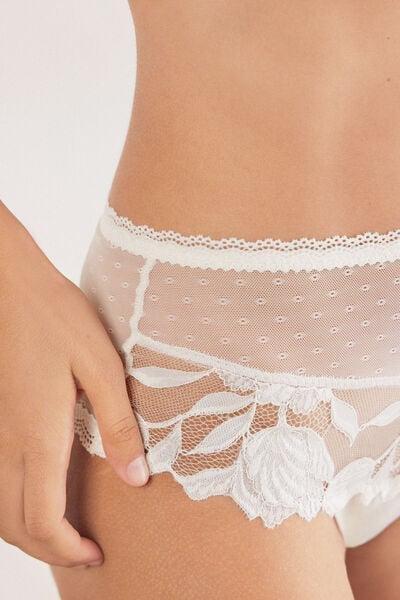 White All About Flowers High Waist Brazilian Panty, Powder White, large image number 5