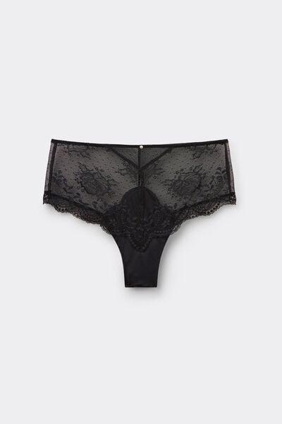 Black La Vie En Rose Trimmed Lace French Knickers, Black, large image number 3