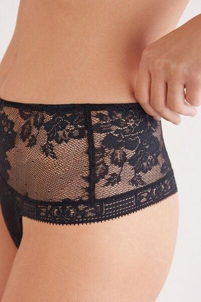 Black La Femme Fatale High-Waisted French Lace Knickers, Black, large image number 5