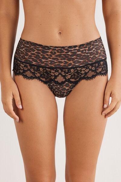Black Sensual Attitude Animal Print French Knickers, 5601_030K, large image number 2