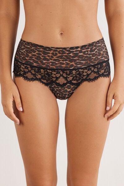 Black Sensual Attitude Animal Print French Knickers, 5601_030K, large image number 3