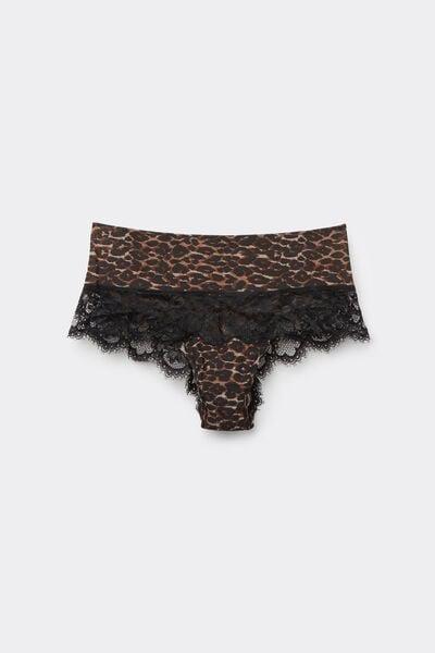 Black Sensual Attitude Animal Print French Knickers, 5601_030K, large image number 5