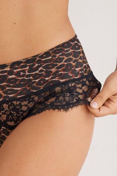 Black Sensual Attitude Animal Print French Knickers, 5601_030K, large image number 7