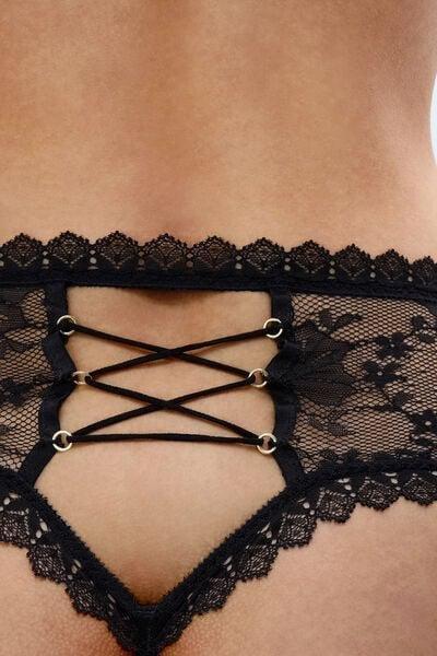 Black Tempting Treat High-Waisted French Knickers, Black, large image number 2
