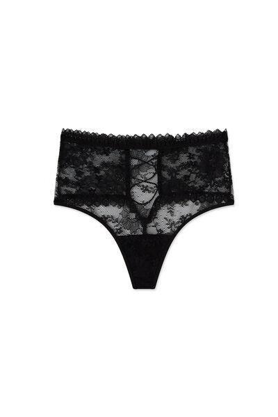 Black Tempting Treat High-Waisted French Knickers, Black, large image number 3