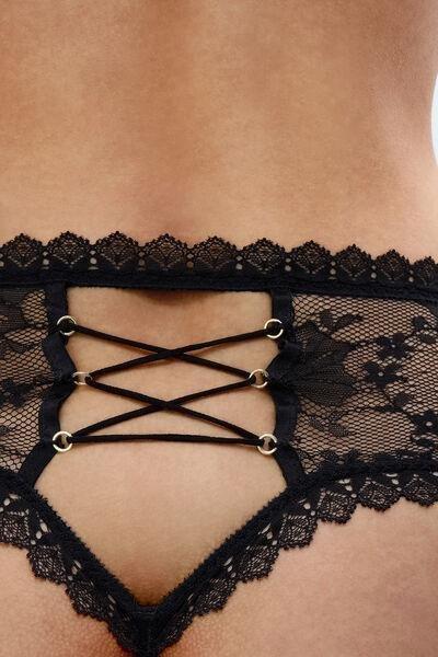Black Tempting Treat High-Waisted French Knickers, Black, large image number 7