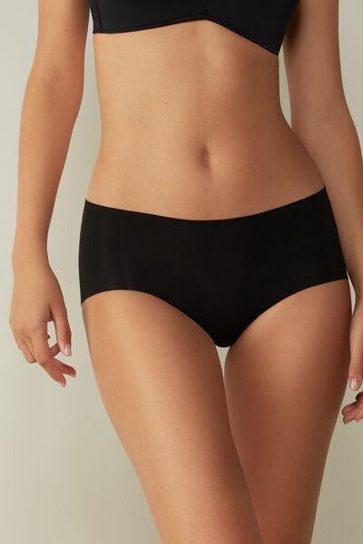 Black Seamless French Knickers, , large image number 1