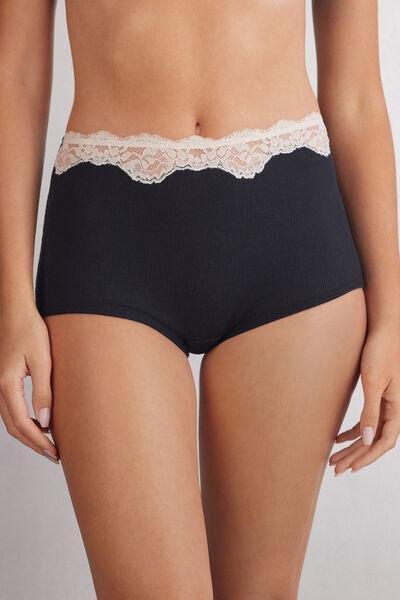 Black High-Rise French Knickers, , medium
