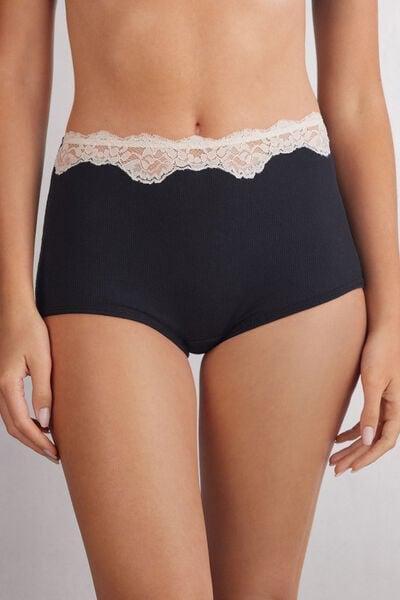 Black High-Rise French Knickers, 5601_768J, medium