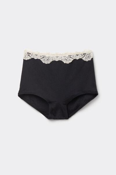 Black High-Rise French Knickers, , large image number 2