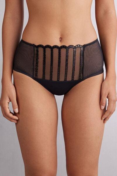 Black See The Magic High-Waisted French Knickers, Black, large image number 0