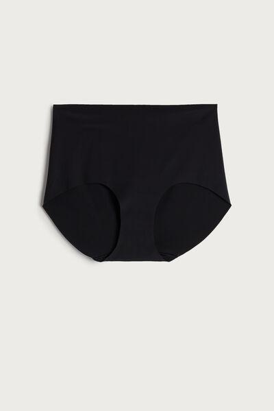 Black Seamless Microfibre French Knickers, , large image number 5