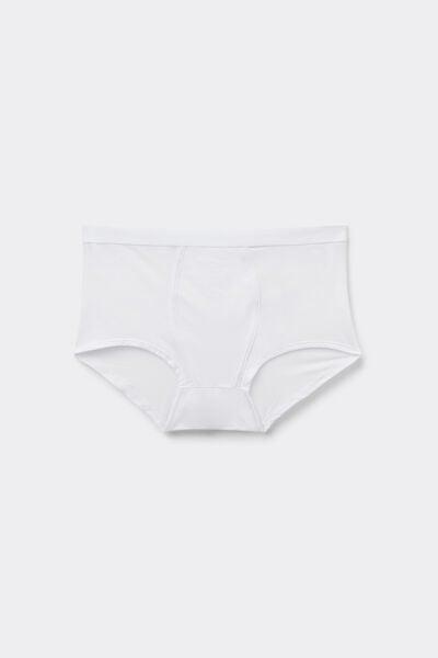 White Elastic Waist Natural Cotton Boxers, White, large image number 3