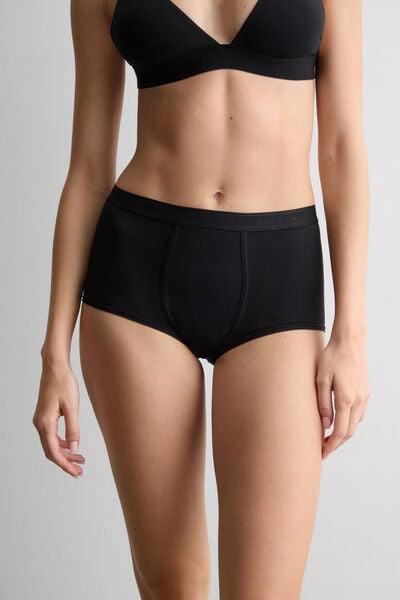 Black Natural Cotton Boxers, Black, medium