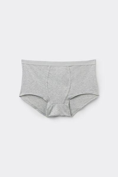 Grey Stretchy Natural Cotton Boxers, Light Grey Blend, large image number 3