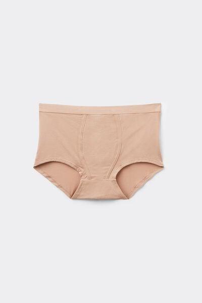 Beige Elastic Waist Natural Cotton Boxers, Soft Beige, large image number 3
