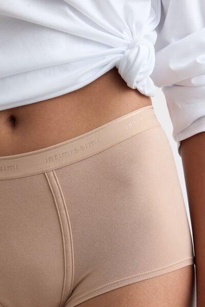 Beige Elastic Waist Natural Cotton Boxers, Soft Beige, large image number 5