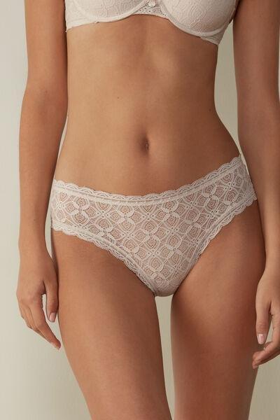White Silk Lace Brazilian French Knickers, , large image number 0