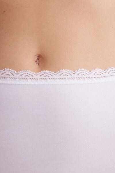 White High-Waisted Cotton And Lace French Knickers, White, large image number 5