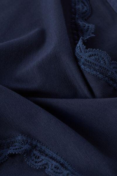 Blue High-Waisted Cotton And Lace French Knickers, , large image number 4