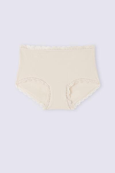 Intimissimi - Pink High-Waisted Cotton And Lace French Knickers