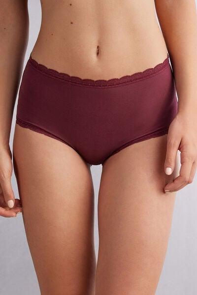 Burgundy Lace-Trimmed Knickers, 5601_653J, large image number 0