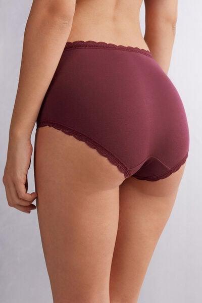 Burgundy Lace-Trimmed Knickers, 5601_653J, large image number 3