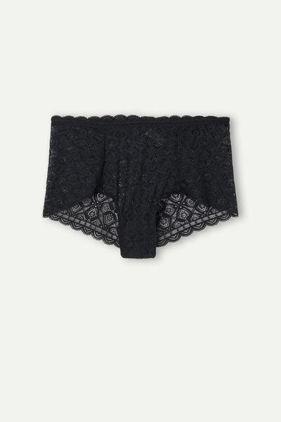 Black High-Rise Lace French Knickers, , large image number 2