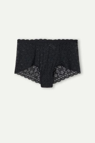 Woman's Black Lace French knickers with geometric design