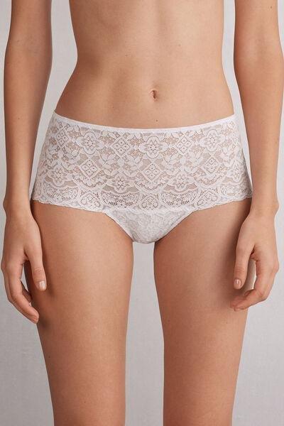 White Lace French Knickers, White, medium