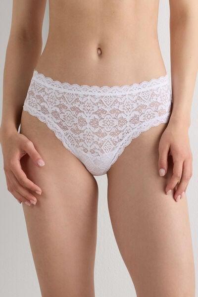 White Lace French Knickers, White, large image number 1