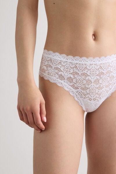 White Lace French Knickers, White, large image number 5