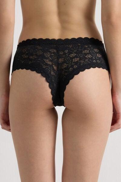 Black Lace French Knickers, Black, large image number 2