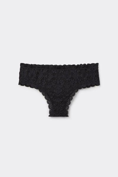 Black Lace French Knickers, Black, large image number 3